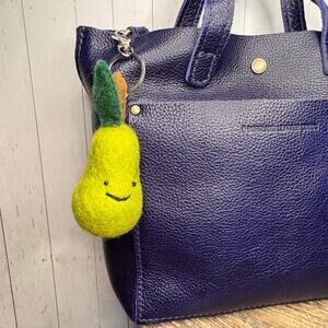 Pear Fruit Bag Charm Fun Felted Wool Purse Charm NEW Green Accessories NEW!